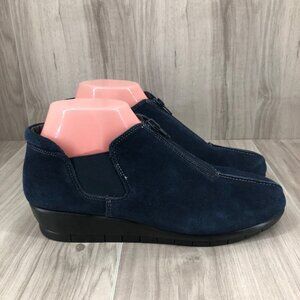 Aerosoles Booties Womens 9 Landfall Blue Suede Top Zip Comfort Shoes